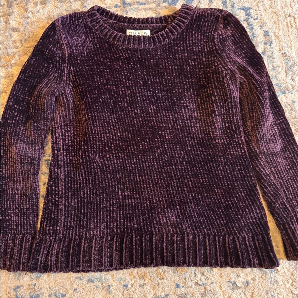 Orvis Rich Plum Chenille Crew Neck Sweater